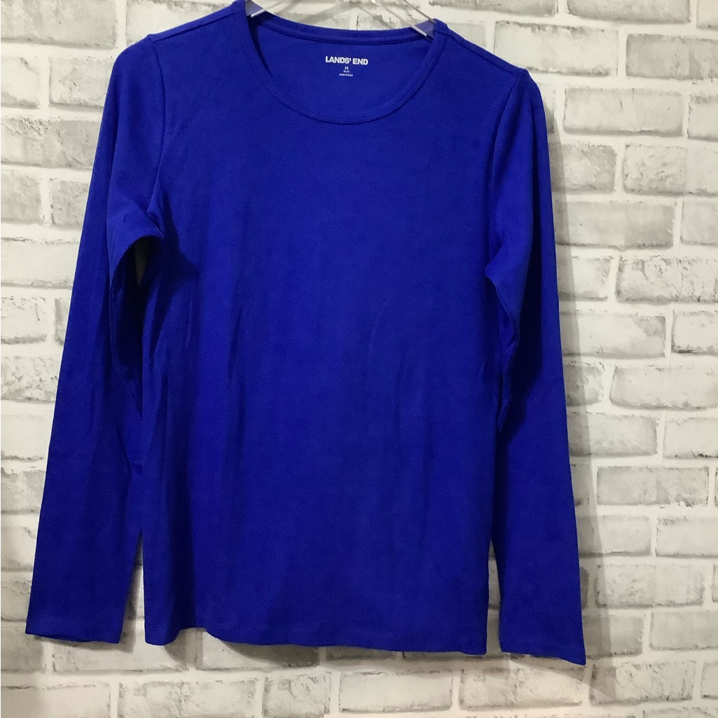 Lands End Ribbed Crew Neck In Cobalt Size M (0227)
